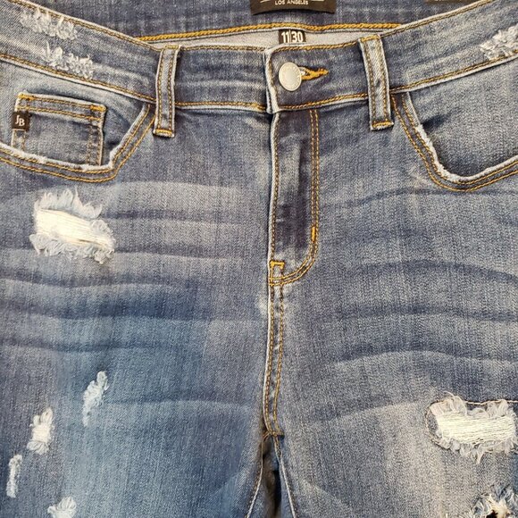 Judy Blue Jeans Womens 30 Blue Skinny Leopard Cheetah Print Ripped Stretch Denim - Picture 5 of 16